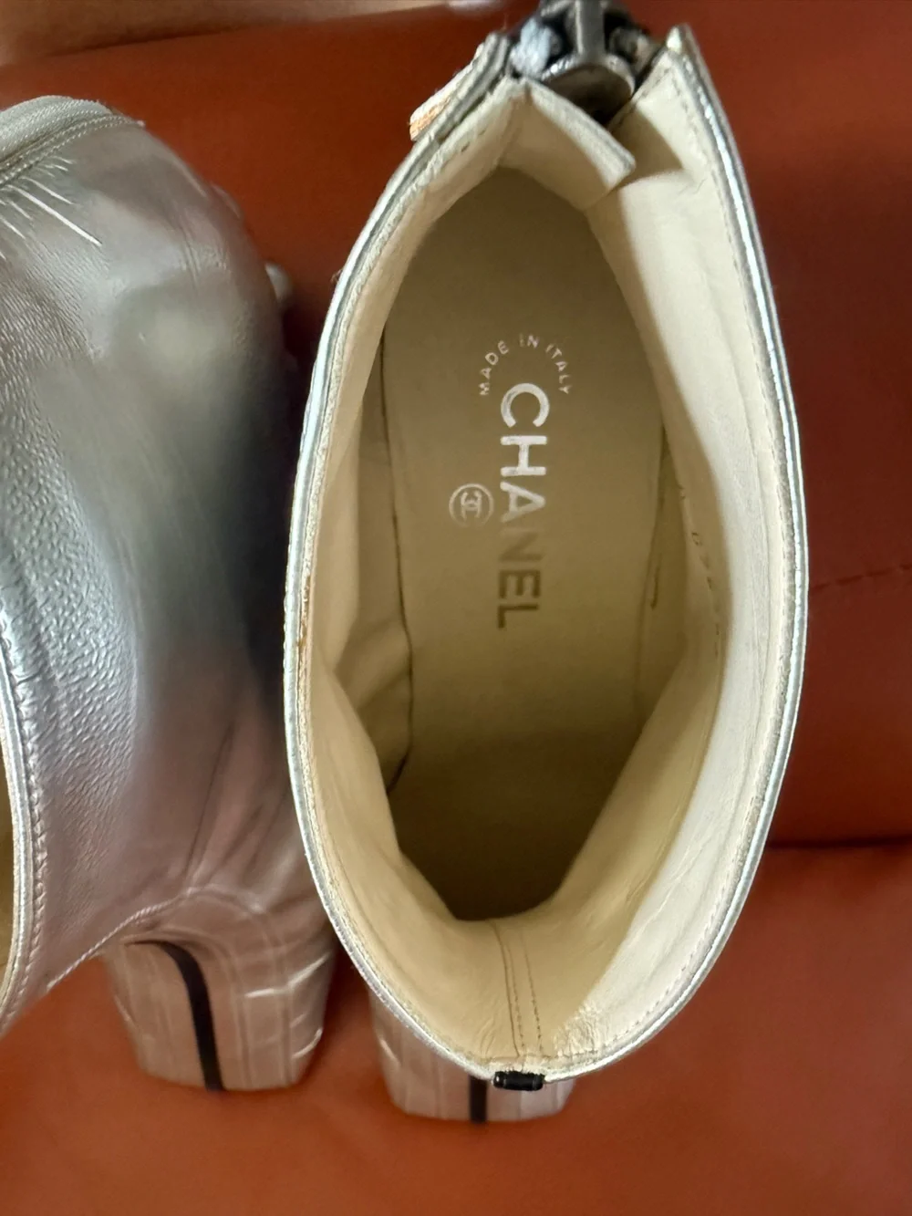 CHANEL Metallic Silver Boots size 40